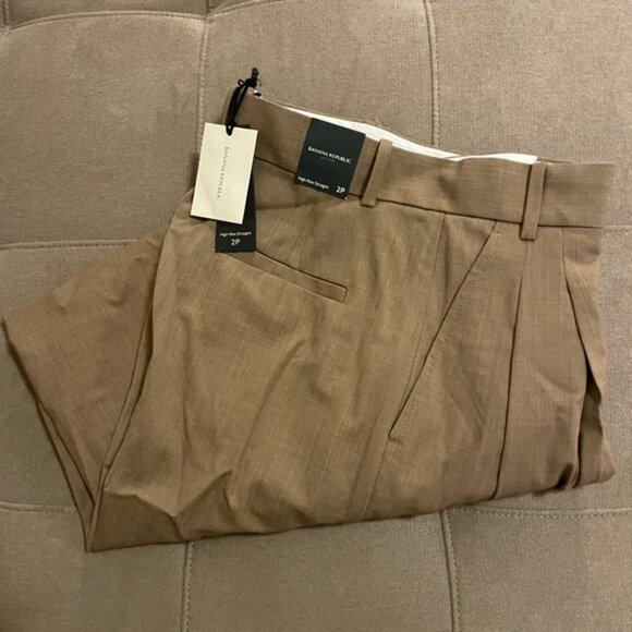 RETAIL BR Petite Wide Leg Italian Wool Pant in Camel - Picture 9 of 12